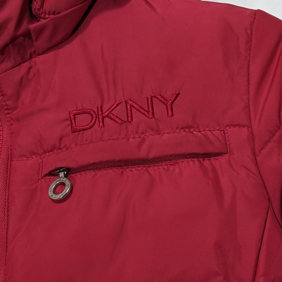 DKNY Girls' Winter Coat – Faux Fur Lined Quilted Puffer Parka Jacket SZ M Red - Picture 6 of 15